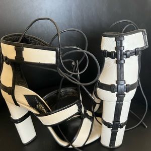 Tom Ford Women's white paneled Harriet Patchwork sandal pumps